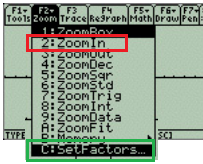 set factors zoom in ti89